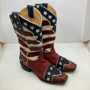 J. B. Dillon MEXICO western cowboy American flag womens boots sz 8 B